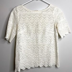 club monaco lace blouse with zippered back